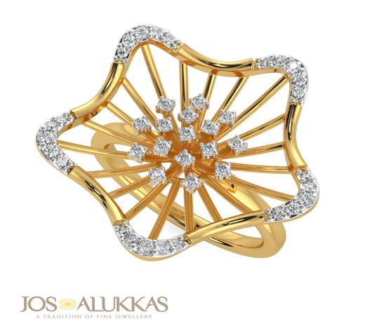 Floral Elegance motif Diamond Ring-JADMNQ