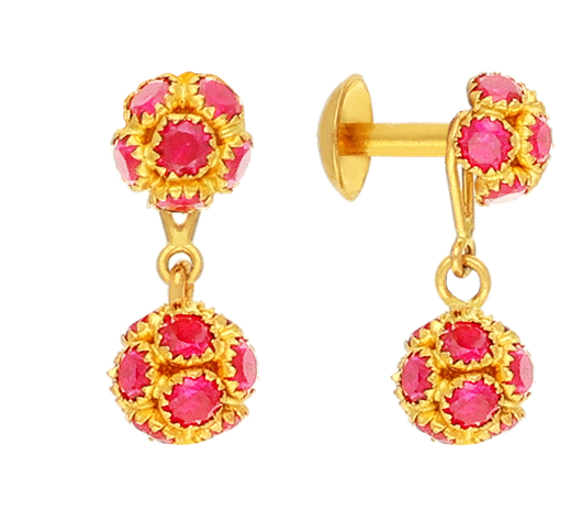 Blush Bloom pink stone Gold Earrings-JA6Z0T