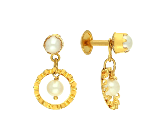 Whimsical Pearl Gold Earrings-JAHSG4