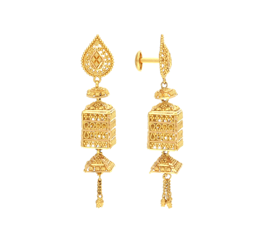 Intricate pattern designer Gold Jhumka-JAV3YB