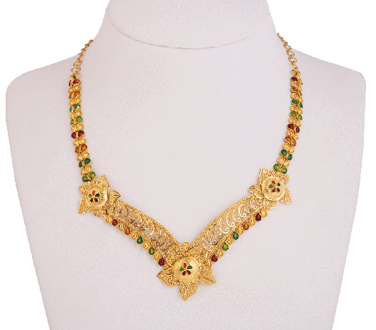 Enamel Fusion Gold Necklace-JA2WO8