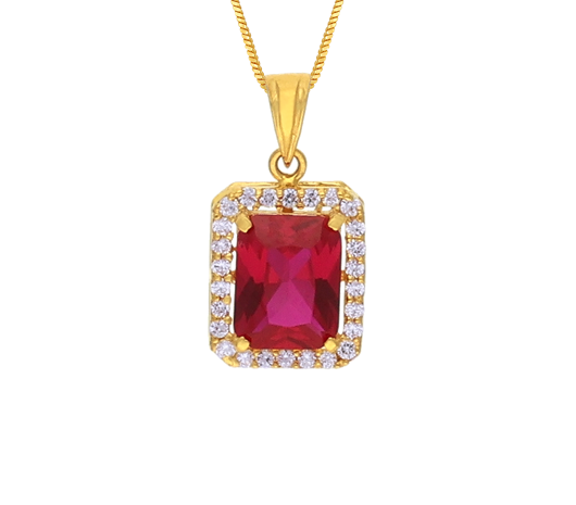 gorgeous pink stone Gold Pendant-JAPDP3