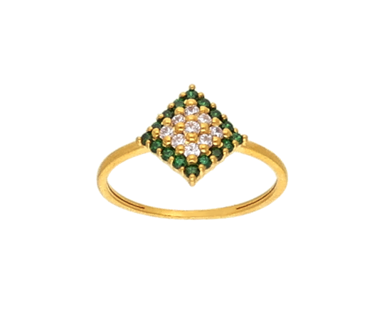 square pattern Regal Emerald Gold Ring-JA8SAE